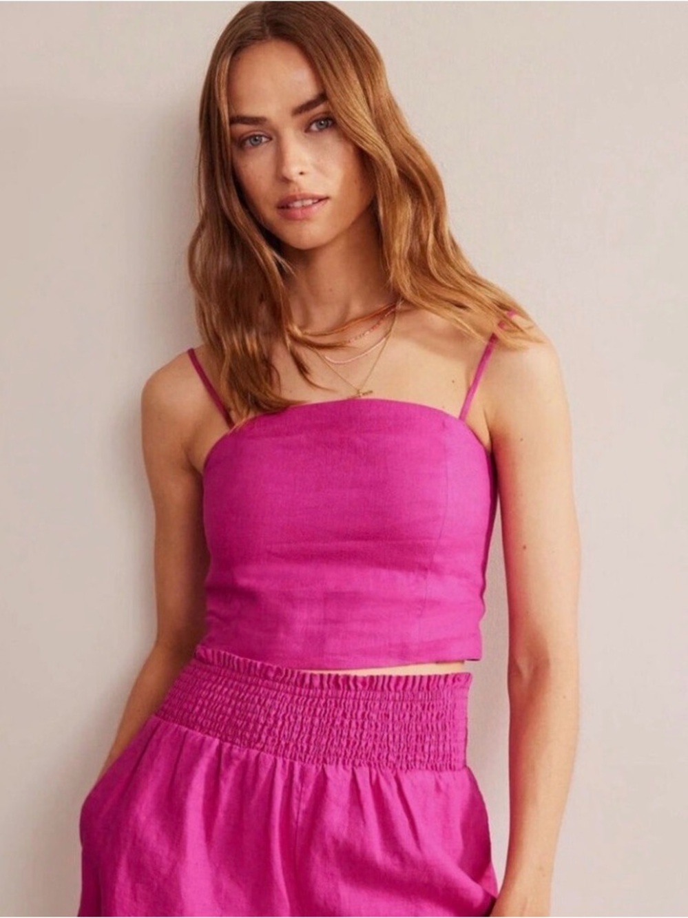 NWT Boden Fuchsia Spaghetti Strap Crop Top
